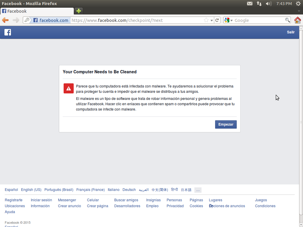 bloqueo de facebook por detectar malware imposible acceder a mi cuenta