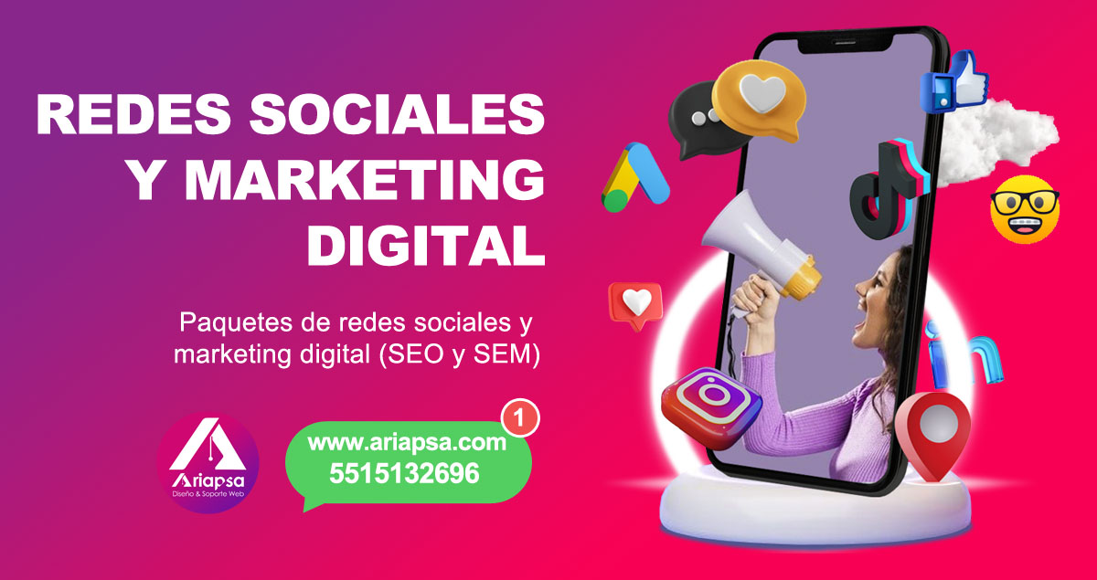 Paquetes de Redes Sociales y marketing digital ariapsa mexico