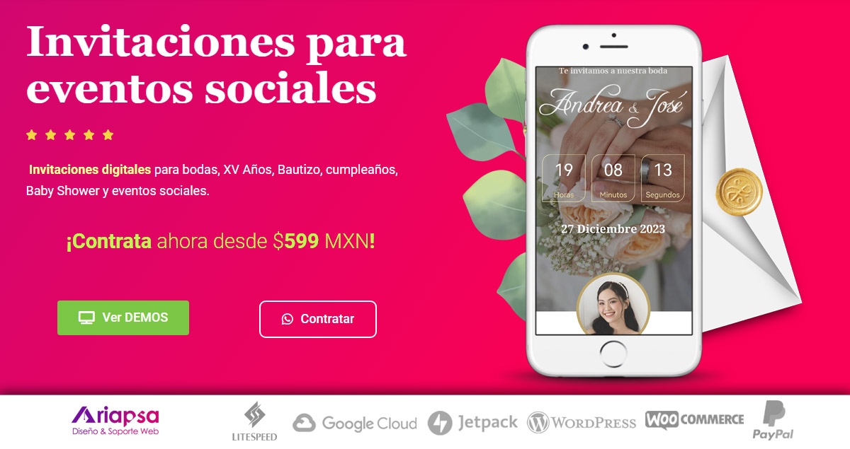 Slider INVITACIONES DIGITALES por Ariapsa México