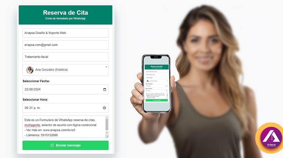 Destacado blog Formulario Whatsapp reserva de citas logica por ariapsa