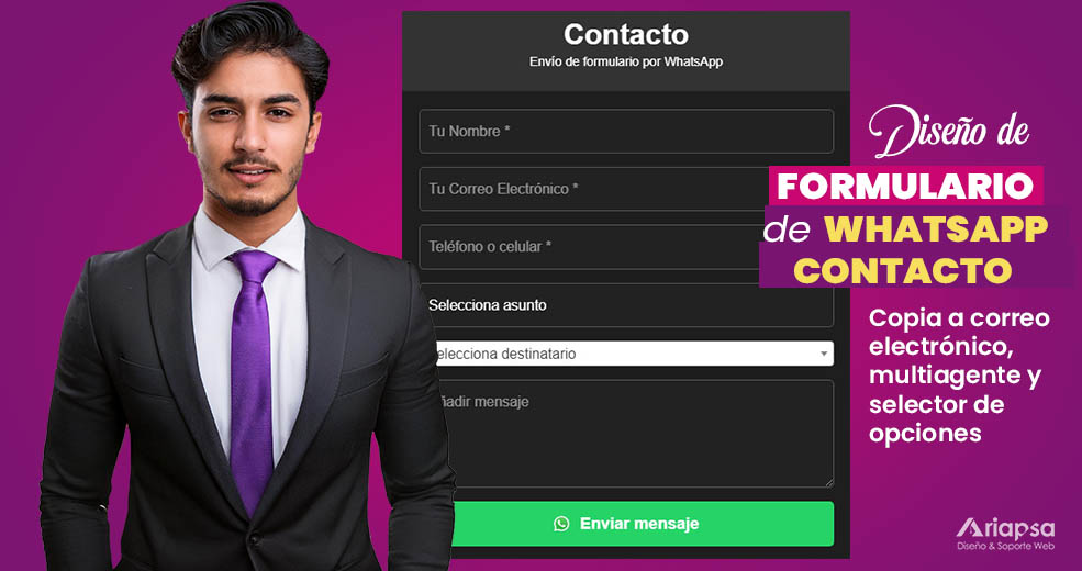 Formulario de whatsapp contacto con multiagente envio copia a correo de su empresa ariapsa