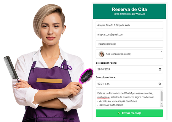 Formulario de WhatsApp para Reserva de Citas ariapsa