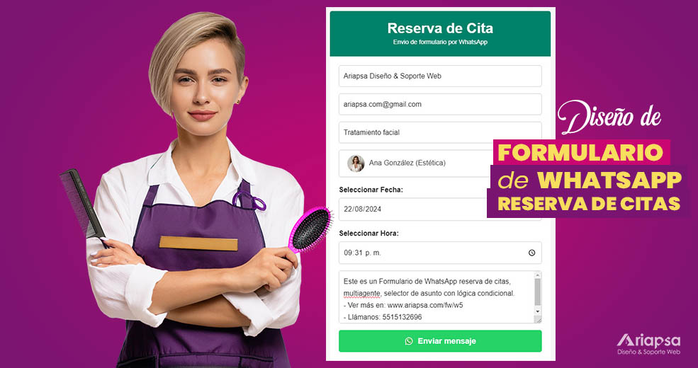 Formulario de whatsapp para reservas de citas por Ariapsa