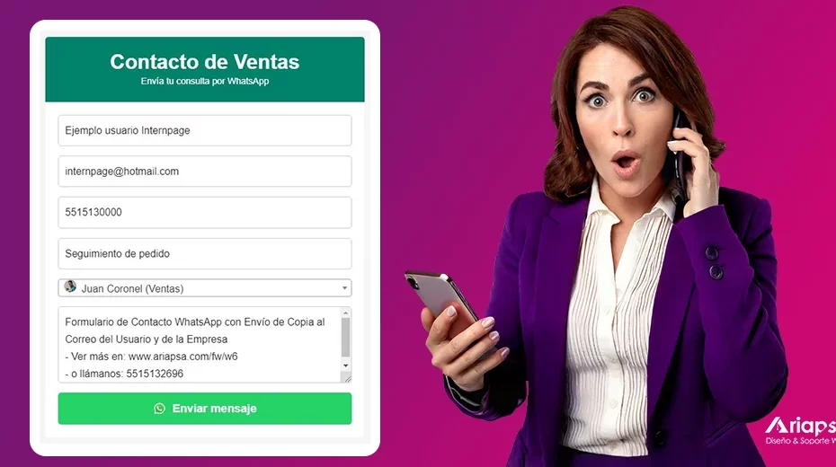 Ariapsa Recibe los formularios directo en tu WhatsApp y responde al instante