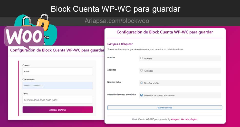 Bloquea datos de perfil de cliente en WooCommerce "Block Cuenta WP-WC para guardar"