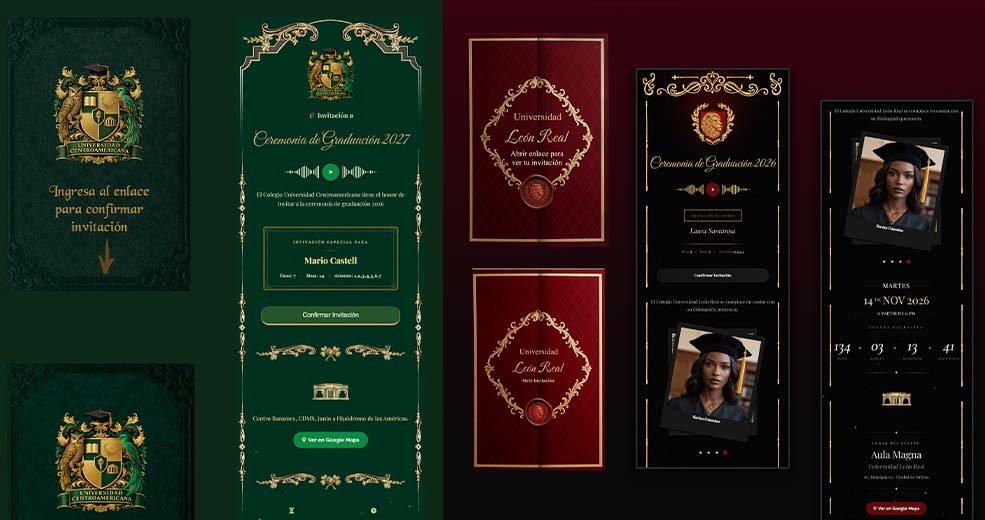 Invitaciones para graduaciones con nombre del graduado (a), pases, mesa, asientos y lector QR.