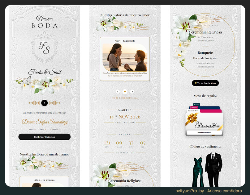 Invitaciones digitales boda elegante invityumpro 2026 ariapsa 00 destacado