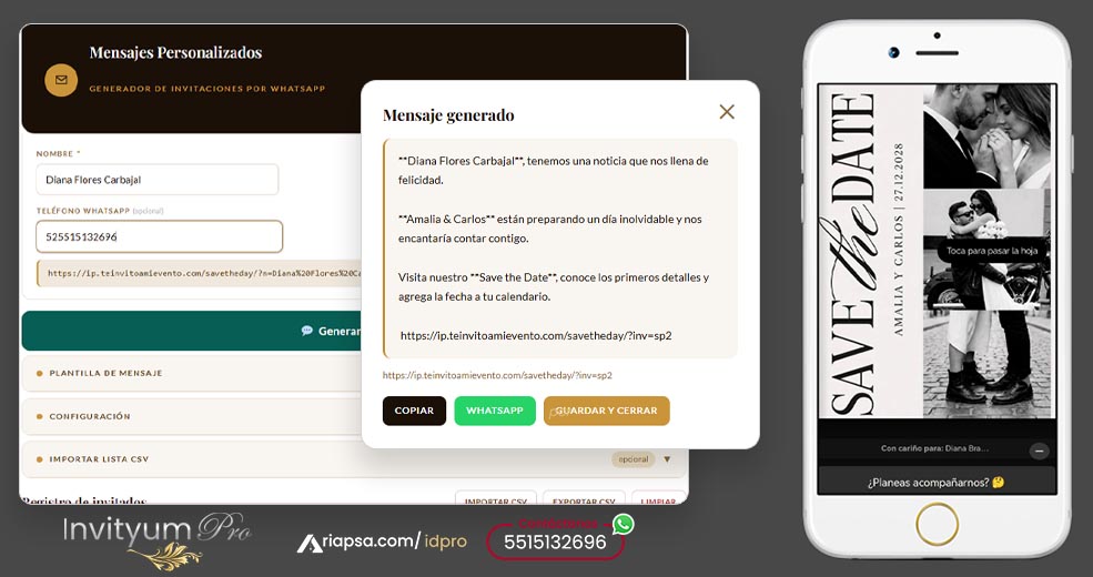 InvityumPro Save the Date Periódico Digital: la forma más elegante de anunciar tu boda o evento desde WhatsApp